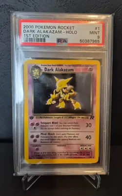 Pokemon Dark Alakazam Holo Team Rocket 1st Edition 2000 #1 PSA 9 MINT - Image 1