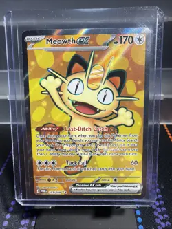 2026 POKEMON MEGA EVOLUTION PERFECT ORDER MEOWTH EX FULL ART# 107/088! - Image 1