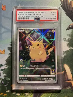 Pokemon Pikachu 001/028 25th Anniversary Reverse Foil PSA 9 Japanese - Image 1