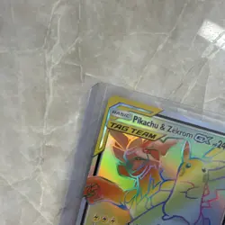 Pokemon Pikachu & Zekrom GX TAG TEAM Full Art Secret Rare Holo 184/181 240HP Au… - Image 3