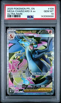 Mega Charizard X ex 109/094 PSA 10 Pokemon 2025 Phantasmal Flames PFL Me02 - Image 1