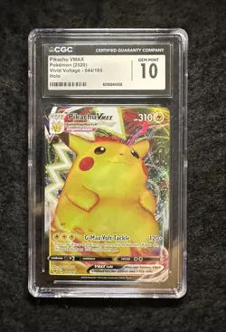 2020 Pokemon SWSH FA/Pikachu VMAX Vivid Voltage #44 -CGC 10 MINT - Image 1