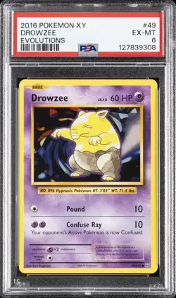 2016 POKEMON XY EVOLUTIONS #49 DROWZEE PSA 6 - Image 1