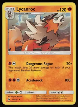 LYCANROC 76/131 RARE FORBIDDEN LIGHT POKEMON NM/M - Image 1