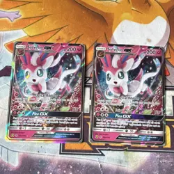 2 Sylveon GX Ultra Rare Holo Pokemon Cards 92/145 NM - Image 1