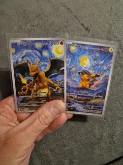Van Gogh Pokemon Art Card Bundle Charizard & Pikachu Starry Night Set - Image 1