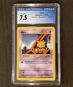 Pokemon Abra 1999 Base Set Shadowless 43/102 CGC 7.5 Pokemon TCG Card Stock - Image 1