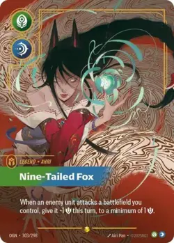 Riftbound Ahri Nine-Tailed Fox (Overnumbered) NM Foil Origins - Image 1