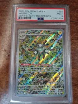 PSA 9 Magneton Pokemon Center 159 SVP English Surging Sparks ETB 2024 Pokemon - Image 1