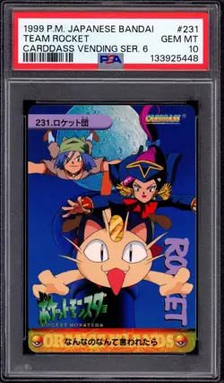 1999 Pokemon Japanese Bandai Carddass Vending Series 6 Team Rocket #231 PSA 10 - Image 1