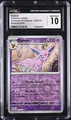 Espeon 033/131 Reverse HOLO RARE Prismatic Evolutions CGC 10 Gem Mint Pokemon - Image 1