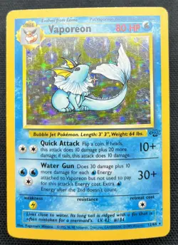 Pokemon TCG Vaporeon Jungle 12/64 Holo Unlimited Holo Rare HP - Image 1