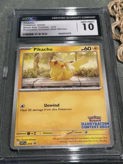 Pikachu - 214 (Illustration Contest 2024) Gem Mint 10 CGC Graded Pokemon TCG - Image 1