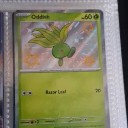 Pokemon Oddish Shiny Rare Holo 092/091 SV: Paldean Fates HP60 - Image 1
