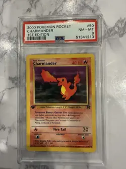 Pokemon Charmander 50/82 Team Rocket Regular 1st Edition Graded PSA 8 - Image 1