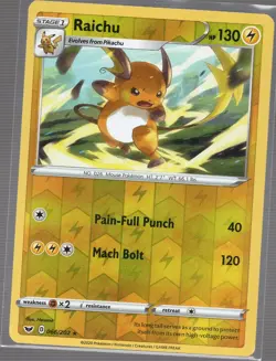 Raichu 066/202 Sword & Shield Rare Reverse Holo Pokemon TCG - Image 1