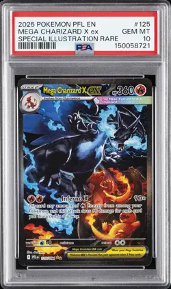 2025 POKEMON PFL EN-PHANTASMAL FLAMES #125 MEGA CHARIZARD X EX PSA 10 - Image 1