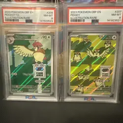 Pokemon TCG 2023 OBF Pidgey and Pidgeotto IR Set 207&208/197 PSA NM-MT 8 - Image 1