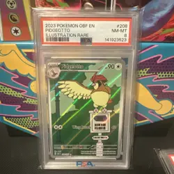 Pokemon TCG 2023 OBF Pidgey and Pidgeotto IR Set 207&208/197 PSA NM-MT 8 - Image 2