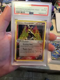2004 POKEMON EX TEAM MAGMA VS TEAM AQUA #10 TEAM MAGMA'S HOUNDOOM HOLO PSA 6 - Image 1