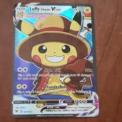 Pokemon Luffy Pikachu VCOS 024/055 Full Art Holo Iron Tail ThunderBolt - Image 1