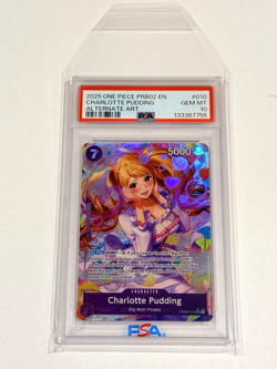 One Piece Premium Booster 2 (PRB02) - Charlotte Pudding Alternate Alt Art PSA 10 - Image 3
