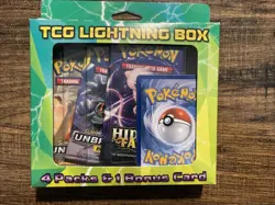 Pokemon TCG Lightning Set 4 Pack Booster Box - Unbroken Bonds Hidden Fates + 97712544540 - Image 1