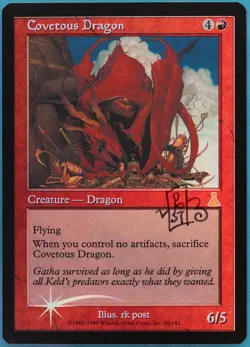 Covetous Dragon FOIL Urza's Destiny PLD Red Rare SIGNED CARD (409171) ABUGames - Image 1
