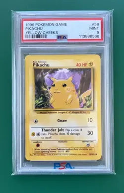 Pikachu 58/102 (Yellow Cheeks) - 1999 Pokemon Base Set - PSA 9 - Image 1