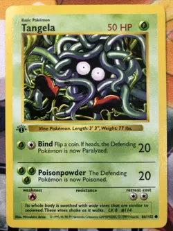 Pokemon TCG Tangela Base Set 66/102 Regular 1st Edition Common - Image 1