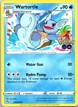 Wartortle Uncommon Pokemon GO 016/078 NM - Image 1