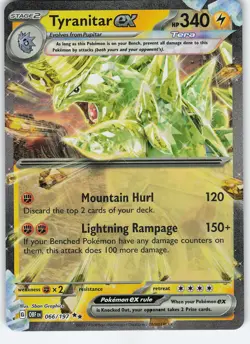 Tyranitar ex 066/197 Double Rare Holo SV03: Obsidian Flames NM Pokemon - Image 1