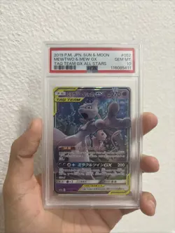 Mewtwo & Mew GX 2019 Pokemon Sun Moon Japanese Tag Team All Stars PSA 10 - Image 1