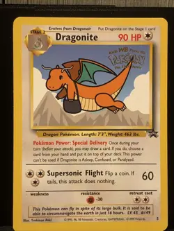 Dragonite 5 Black Star Movie Promo Stamped WB First Movie WOTC 5 LP Pokemon - Image 1