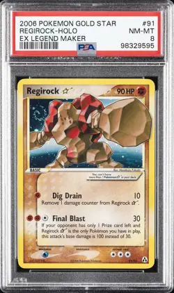 2006 POKEMON EX LEGEND MAKER GOLD STAR #91 REGIROCK-HOLO PSA 8 - Image 1