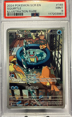 PSA 9 Squirtle IR 2024 Pokemon SCR EN Illustration Rare #148 148/142 Mint - Image 1