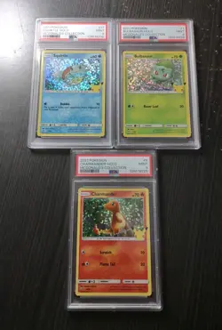 Pokemon McDonald's 25th Anniversary SQUIRTLE CHARMANDER BULBASAUR Holo PSA 9 - Image 1