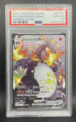 2021 Pokemon SWSH Shining Fates #SV107 FA Charizard Vmax PSA 10 GEM MINT - Image 2