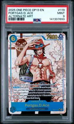 2025 ONE PIECE OP13 119 CARRYING ON HIS WILL PORTGAS.D. ACE ALT ART PSA 10 - Image 1