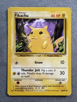 PIKACHU 58/102 Base Set Pokemon Card - Image 1