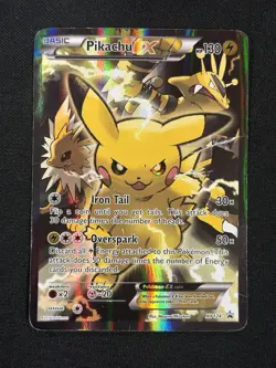 Pikachu EX XY124 Black Star Promo Pokemon 2016 XY Red & Blue DMG Pokemon Card - Image 1