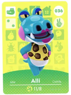 Alli #036 - Amiibo Card - Animal Crossing Series 1 - Authentic Nintendo Genuine - Image 1