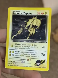 HOLOBLEED Rocket's Zapdos 15/132 Gym Challenge 2000 Holo Rare WOTC Pokemon Card - Image 3