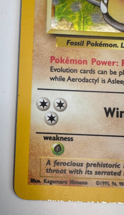 Aerodactyl Pokemon Card Holo 1/62 Fossil Set Rare Vintage 1999 Original LP/MP - Image 5