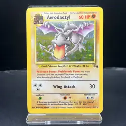 Aerodactyl Card 1/62 Rare Fossil Set Holo Pokemon Card Unlimited 1999 LP/NM - Image 1