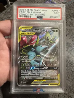 Pokemon Celebi & Venusaur GX Tag Team SM167 Black Star Promo PSA 9 - Image 1