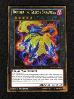 Yugioh Number 14: Greedy Sarameya PGL2-EN017 1st GOLD (NM) - Image 1