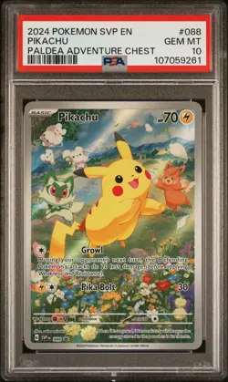 2024 POKEMON SVP EN-SV PROMO #088 PIKACHU PALDEA ADVENTURE CHEST PSA 10 - Image 1