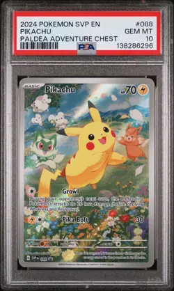 2024 POKEMON SVP EN-SV PROMO #088 PIKACHU PALDEA ADVENTURE CHEST PSA 10 NEW - Image 1