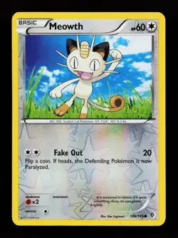 Meowth 106/149 Common Boundaries Crossed Reverse Holo Pokemon Card - Image 1